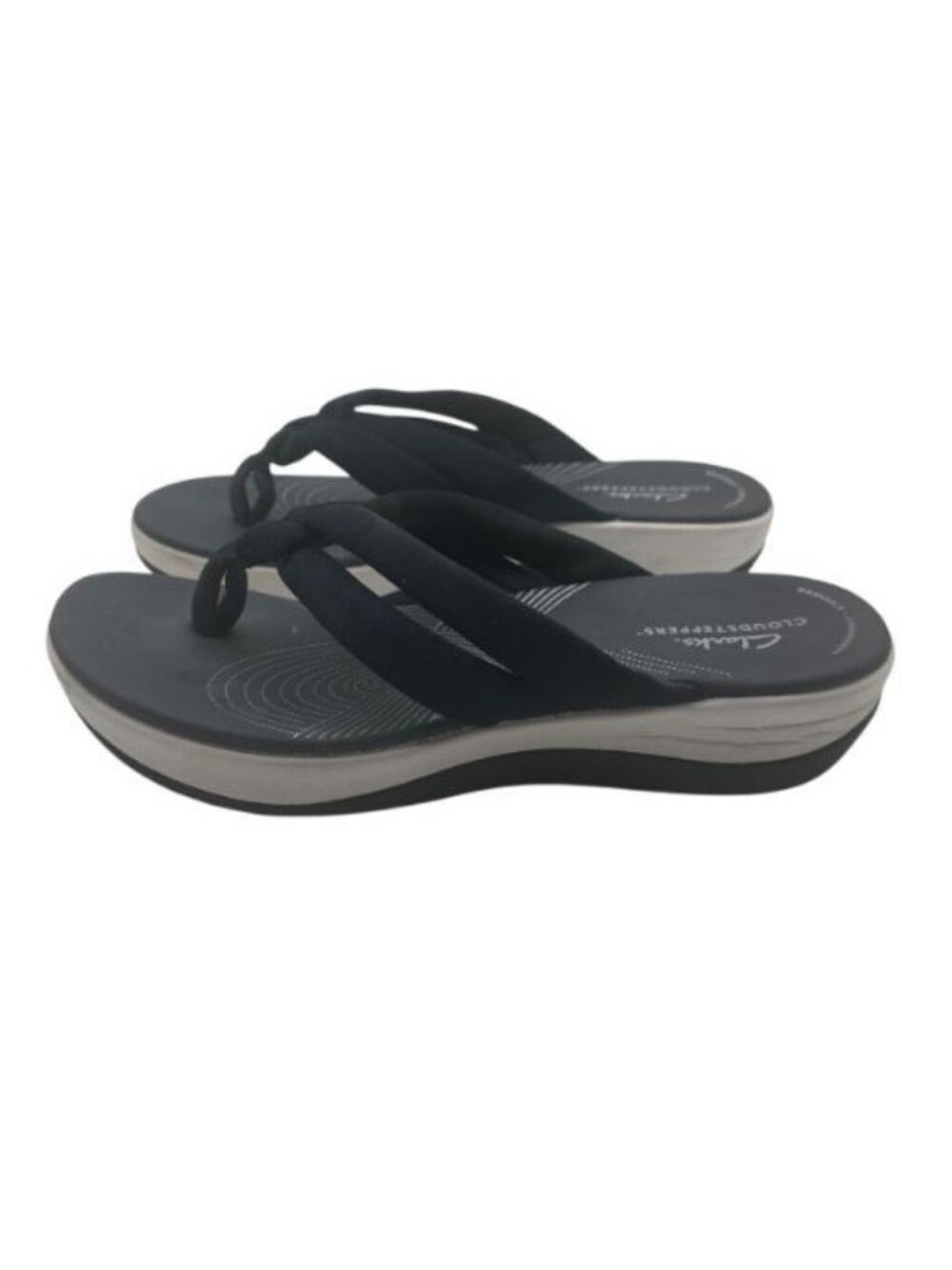 Clarks Cloudsteppers Size 8 Womens Black Slip-On Sandals Cushioned Sole